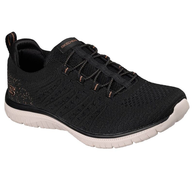 スケッチャーズ レディース シューズ スニーカー Skechers Virtue Womens Comfort Walking Sneakers Black Rose Gold ブラック