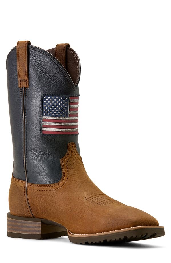 アリアト メンズ シューズ ブーツ・レインブーツ Ariat Hybrid Rancher Patriot Wide Square Toe Cowboy Boot Brown ブラウン