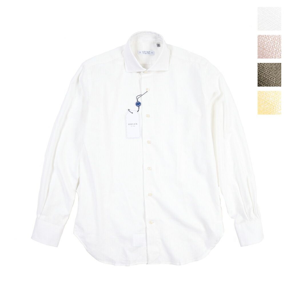 ORIAN オリアン / Vintage Classic ヴィンテージ クラシック 麻混 ドレスシャツ ホリゾンタルカラー 長袖 メンズ リネン コットン 4色展開 441810
