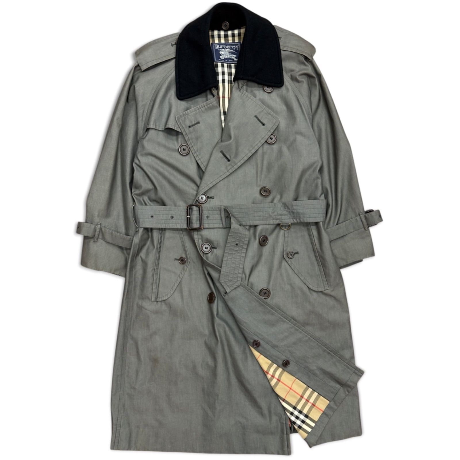 【BURBERRYS】1988年製 バーバリー TRENCH COAT トレンチコート trench21 グレー 一枚袖