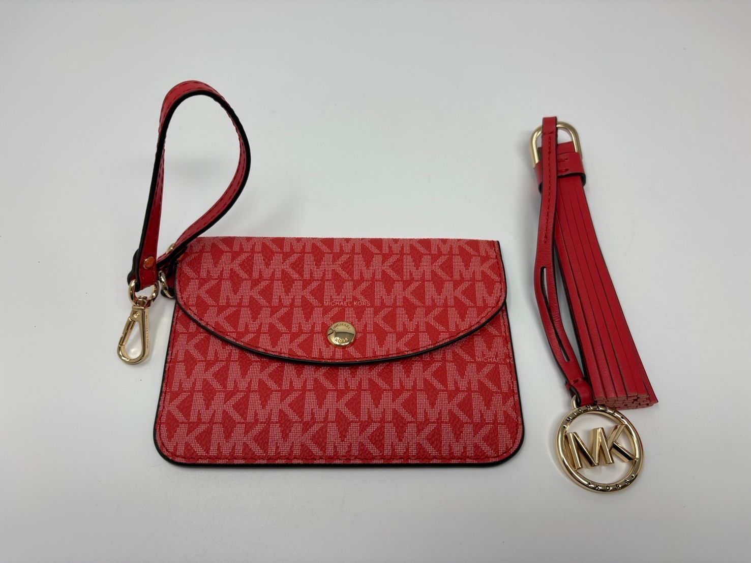 ◆MICHAELKORS マイケルコース プリーツコンバーチブルグラブトート バッグ 赤系 ポーチ,ストラップ付き 中古◆21893★