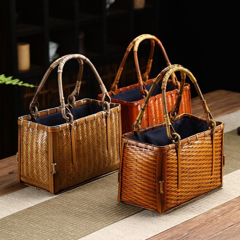 新入荷カゴバック 手作りカゴ 収納バッグ 自然竹編 み上げ バスケット 美品☆竹編み上げカゴバック 手作りバスケット お洒落買い物カゴ 収納