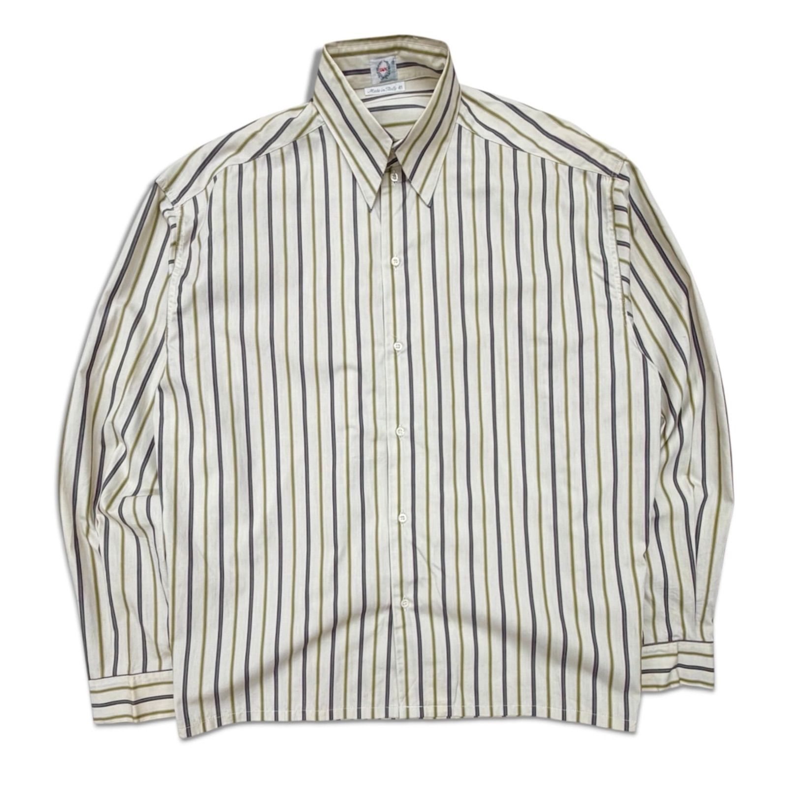 【VINTAGE】ストライプシャツ　イタリア製　古着