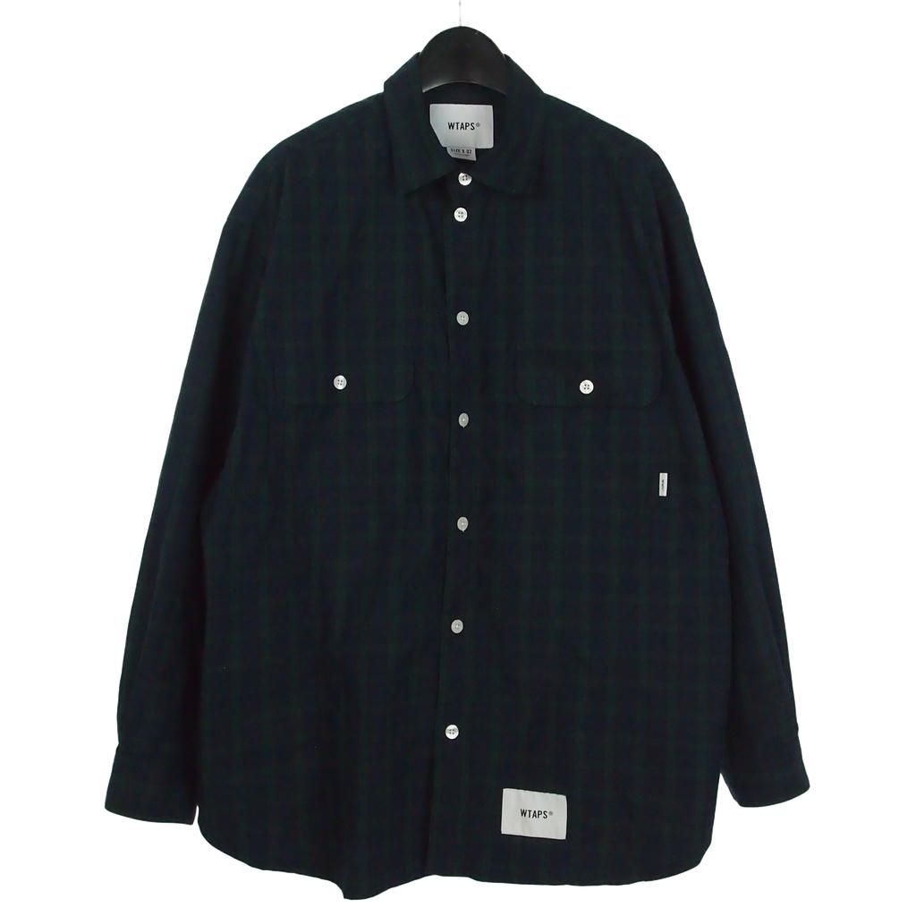 ダブルタップス WTAPS WCPO 01/LS/COTTON. BROADCLOTH チェック シャツ 長袖 02 紺 緑 グリーン ネイビー 251TQDT-SHM02