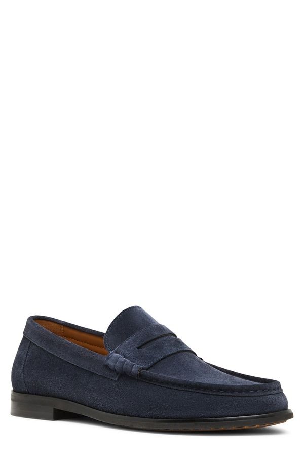 マデン メンズ シューズ スリッポン・ローファー MADDEN Hettick Penny Loafer Navy Suede ネイビー