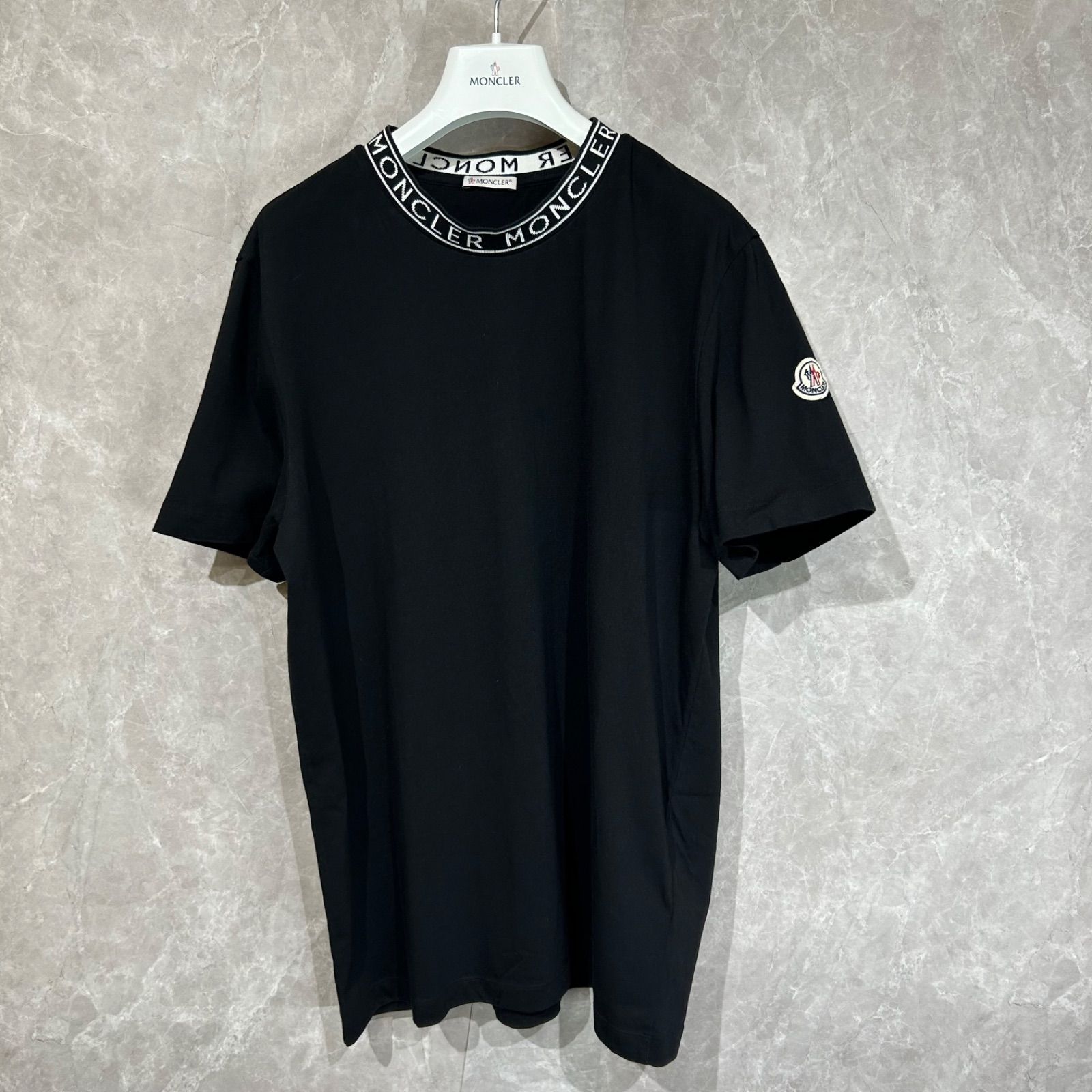 【美品】 MONCLER モンクレール半袖Tシャツ襟レタリング黒L