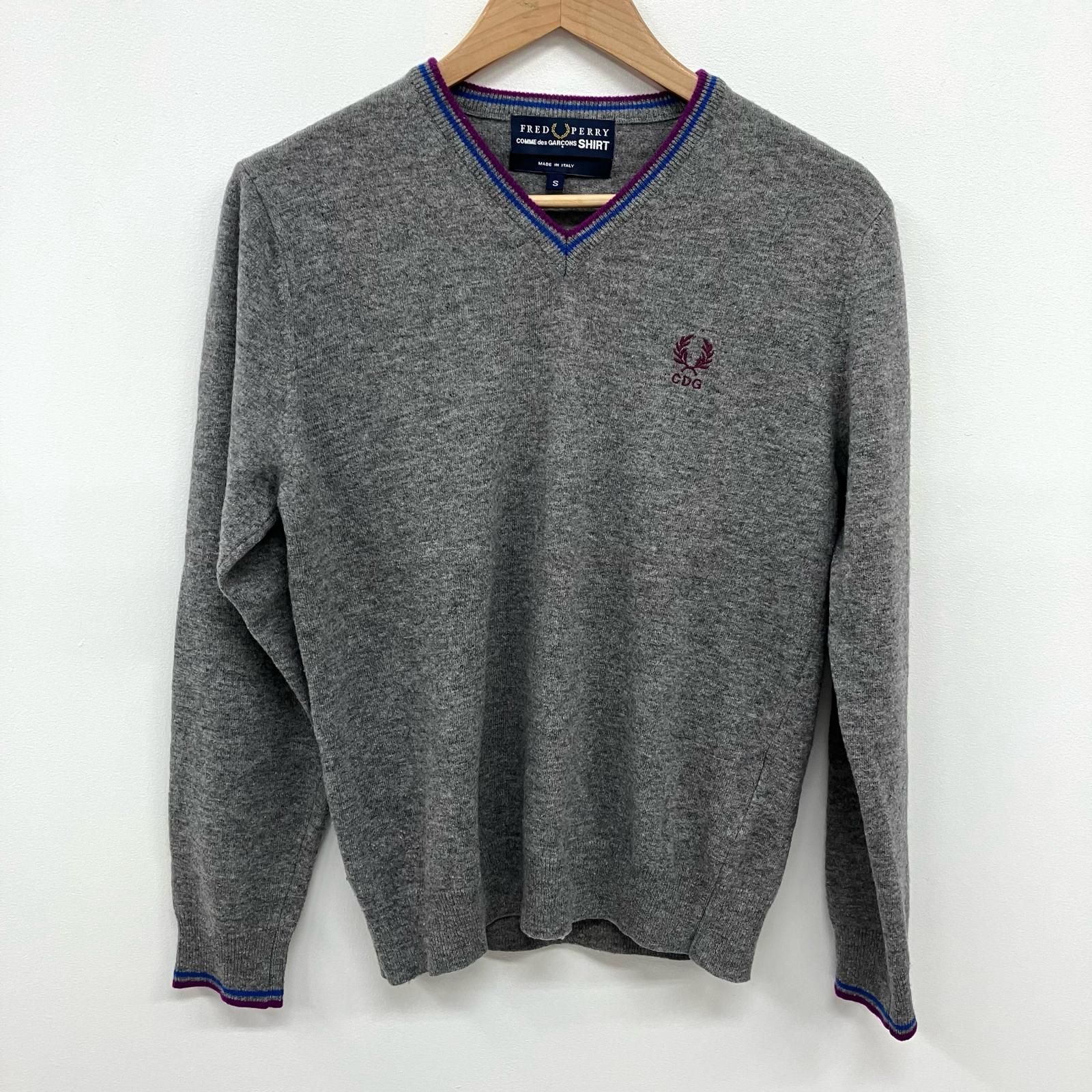 【イオン広店】 中古 COMME des GARCONS SHIRT | コムデギャルソンシャツ ニット FRED PERRY 別注 W15303 グレー サイズ：S 【108】