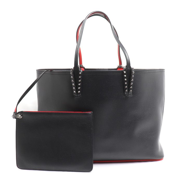Christian Louboutin クリスチャンルブタン Cabata カーフ トートバッグ ブラック/レッド 中古