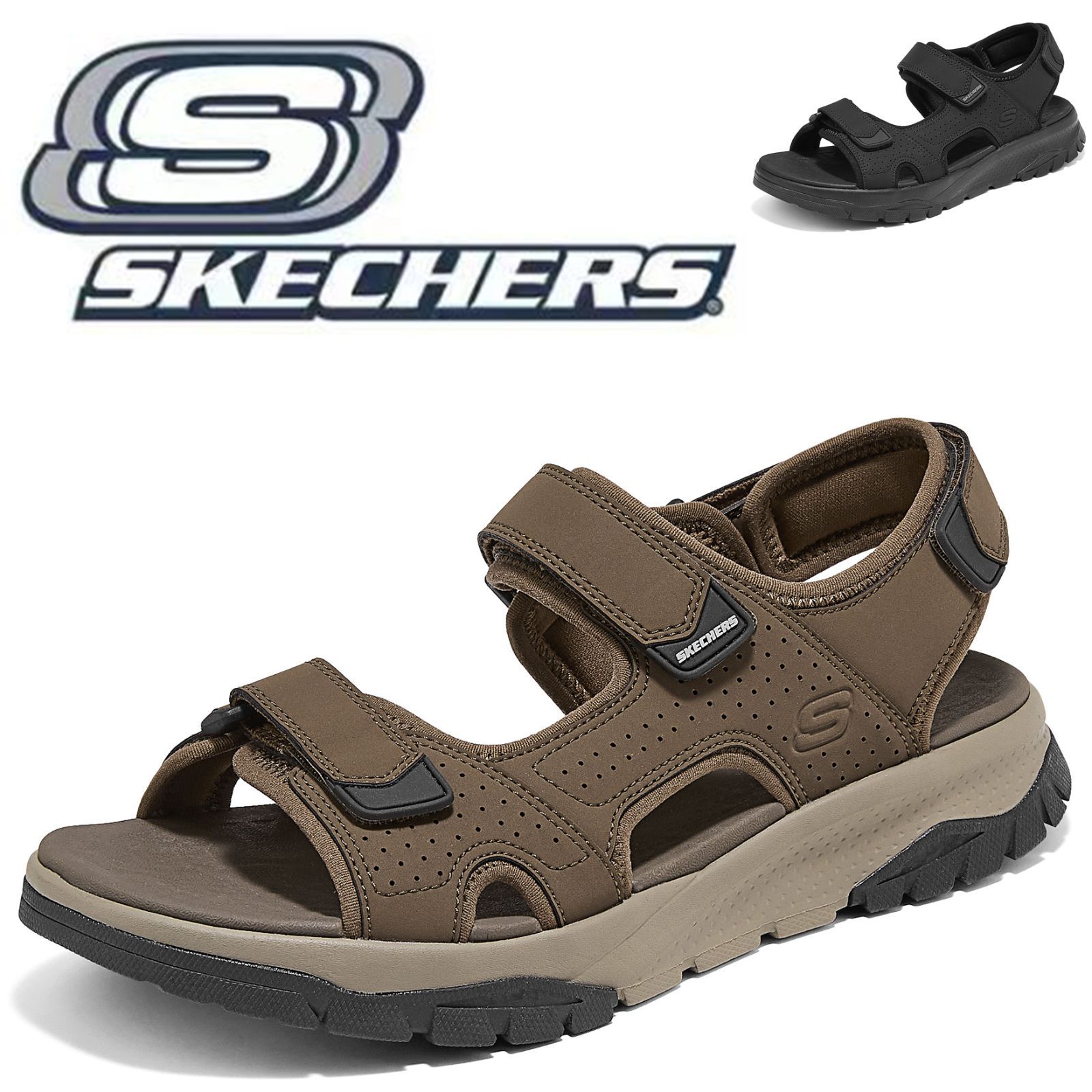 新品 箱あり 50 代におすすめ Skechersメンズスポーツサンダル 足が疲れにくい 膝・腰ラク 軽く滑りにくい健康ウォーキング 幅広大きいサイズ新作新着 父の日プレゼント 長時間歩いても疲れない人気ブランドアウトドアサンダル 205724
