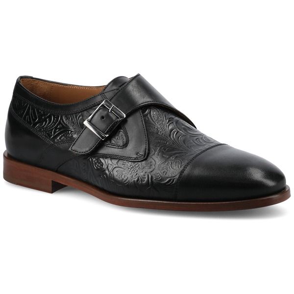 タフト メンズ シューズ モンクストラップ モンク ワンピース TAFT Mens Jack Monk Strap Dresshoe Black Floral ブラック