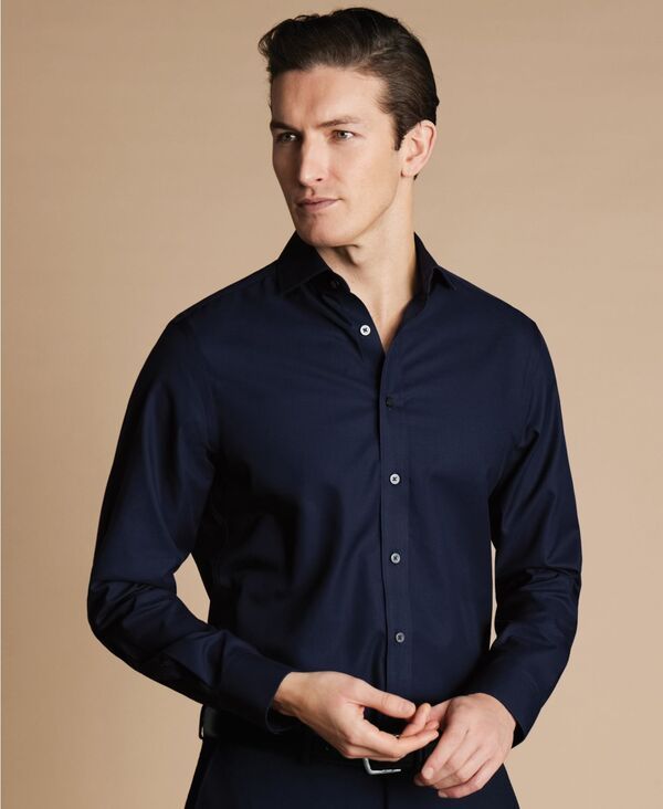 チャールズティリット メンズ トップス シャツ Charles Tyrwhitt MenslimFit NonIron Solid Twill Dresshirt Navy ネイビー