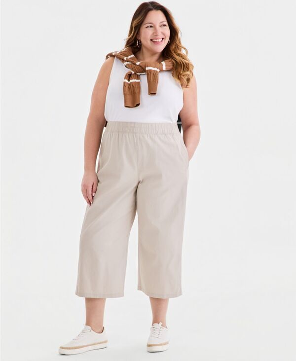 スタイルアンドコー レディース ボトムス カジュアルパンツ キャップ Style Co Womens PullOn WideLeg Capri Pantstone Wall ストーン