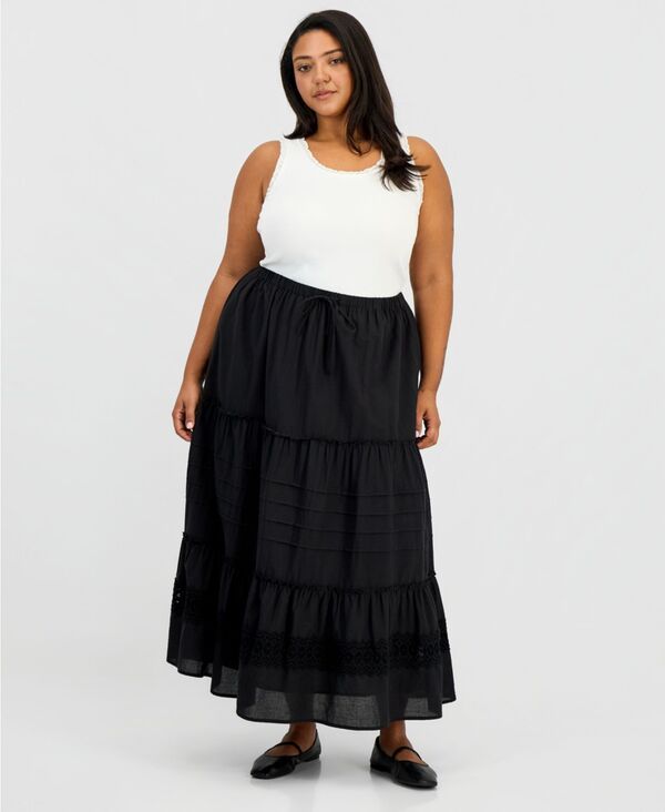 アンドノウディス レディース ボトムスカート ティアード コットン マキシ And Now This Juniors Cotton Tie red TieWaist Maxi Skirt Deep B