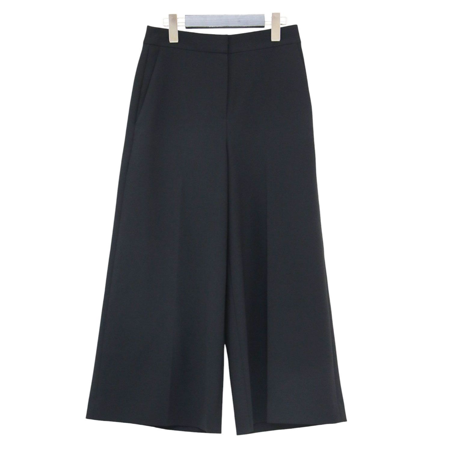 Theory セオリー パンツ ブラック 黒 サイズ:00(XS) 24春夏 フレア クロップドワイドパンツ センタープレス Aライン ハイウエスト ボトムス ズボン【レディース】【中古】