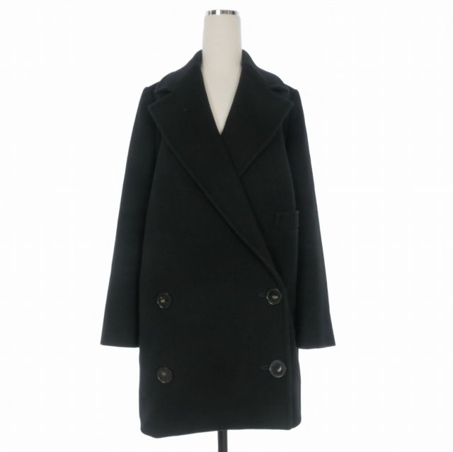 ステラマッカートニー STELLA McCARTNEY ウールメルトン ダブルチェスターコート ジャケット 長袖 38 ブラック 黒 393143 国内正規