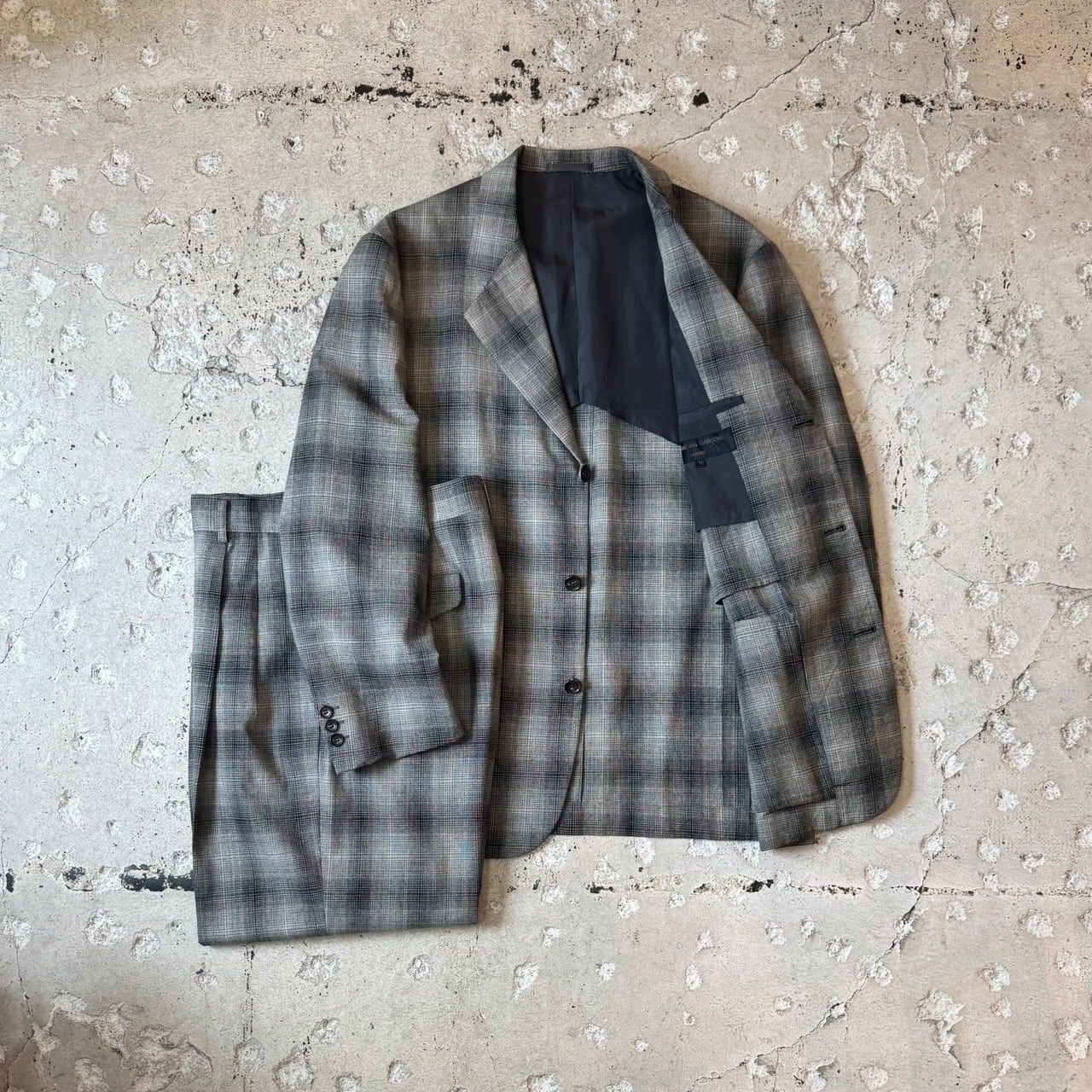 COMME des GARCONS HOMME 1997s オンブレ チェック ジャケット スラックス セット アップ