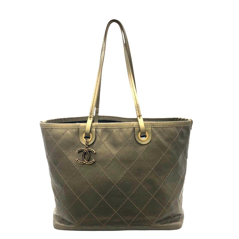 シャネル CHANEL オンザロード　トートバッグ A92327 ブロンズ×ゴールド金具 レザー レディース トートバッグ