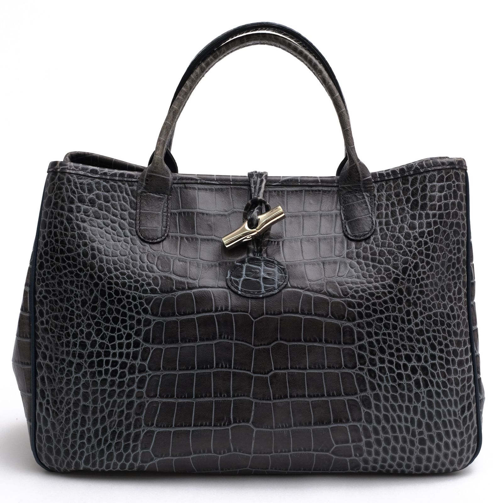ロンシャン／Longchamp バッグ トートバッグ 鞄 ハンドバッグ レディース 女性 女性用 レザー 革 本革 ネイビー 紺 ROSEAU CRC ロゾ クロコ 定番 クロコ型押し