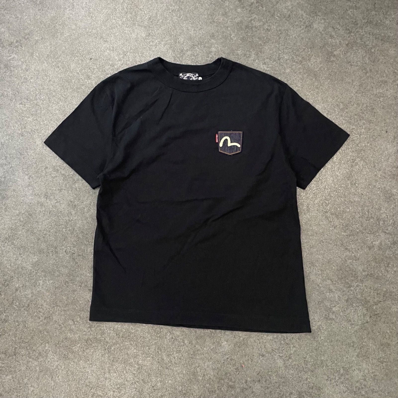 日本製 EVISU エヴィス Tシャツ ポケット デニム カモメ ブラック