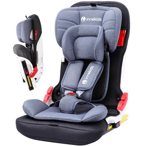innokids チャイルドシート ジュニアシート ISOFIX対応 1歳から11歳まで コンパクト 折りたたみ 軽量 携帯型 カーシェア 洗える 取り付け簡単（ブルー）pms