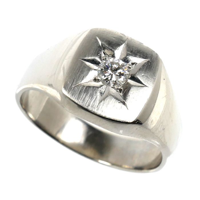 Pt900プラチナ リング・指輪 ダイヤモンド0.172ct 20.5号 14.1g メンズ