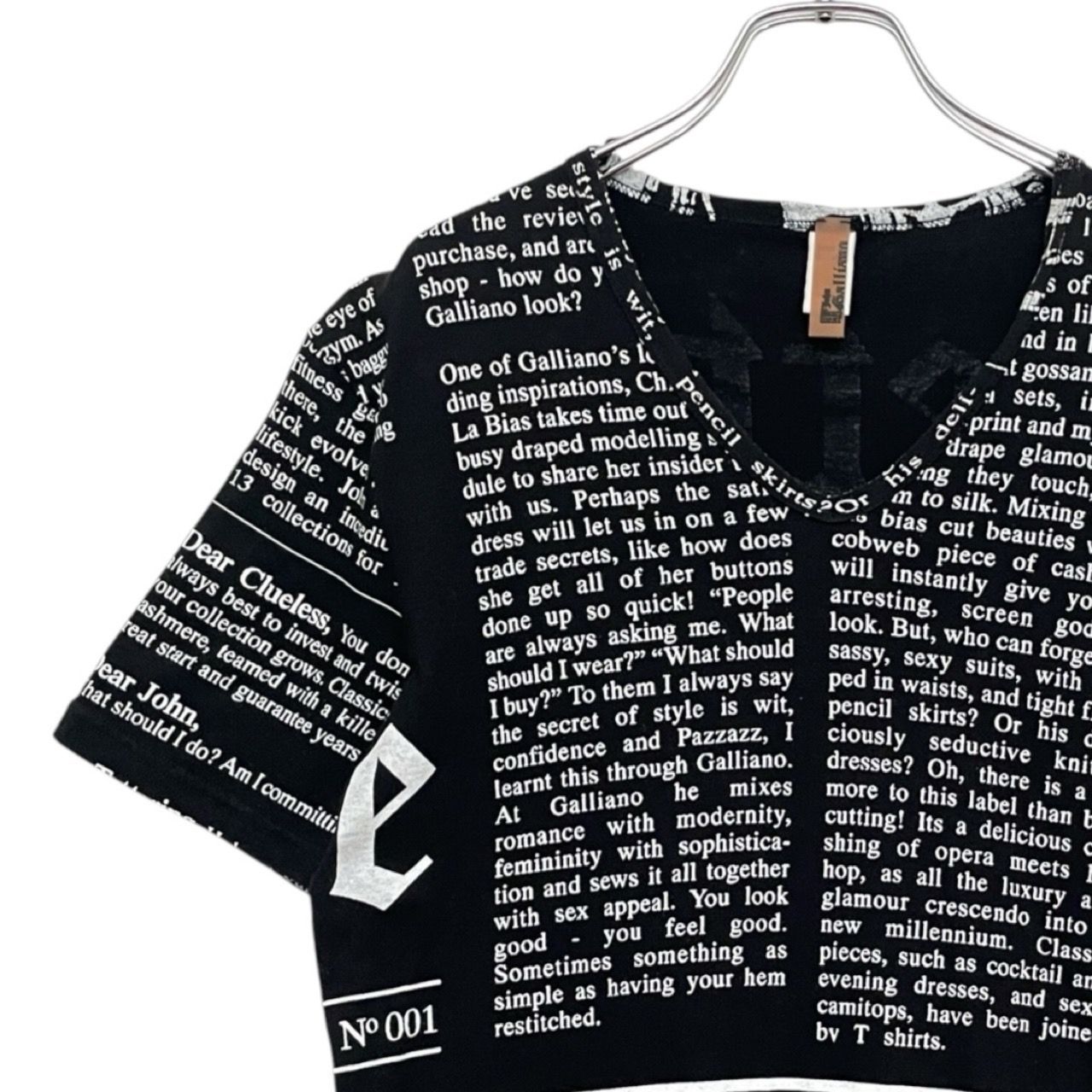 新品　John Galliano ニュースペーパー柄 Tシャツ　ブラック　黒 JOHN GALLIANO ジョンガリアーノ ニュースペーパー柄 Tシャツ ブラック