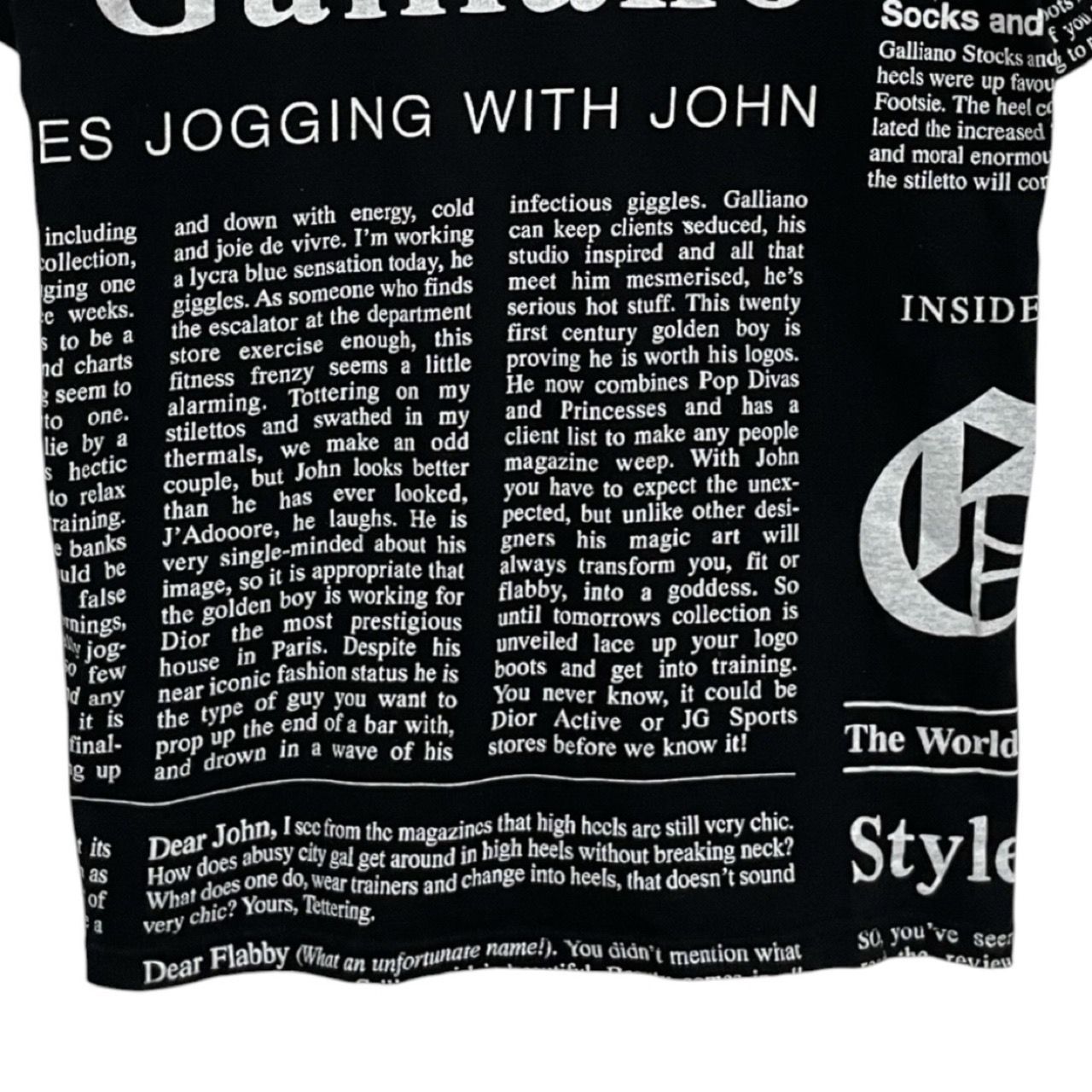 JOHN GALLIANO ジョンガリアーノ ニュースペーパー柄 Tシャツ ブラック