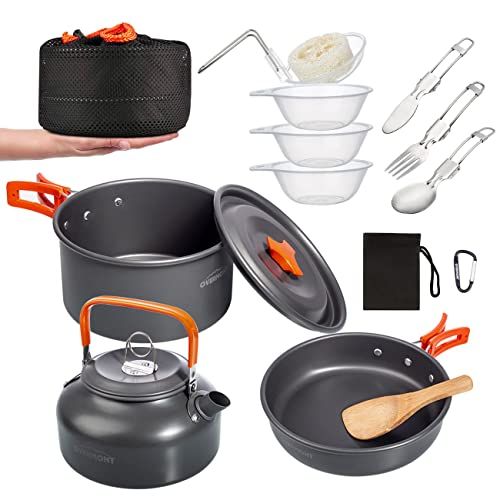 【新品】Overmont DS-300 アルミ クッカーセット アウトドア鍋 アウトドアケトル キャンピング 調理器具 収納袋付き 2?3人に適応 f73481d9