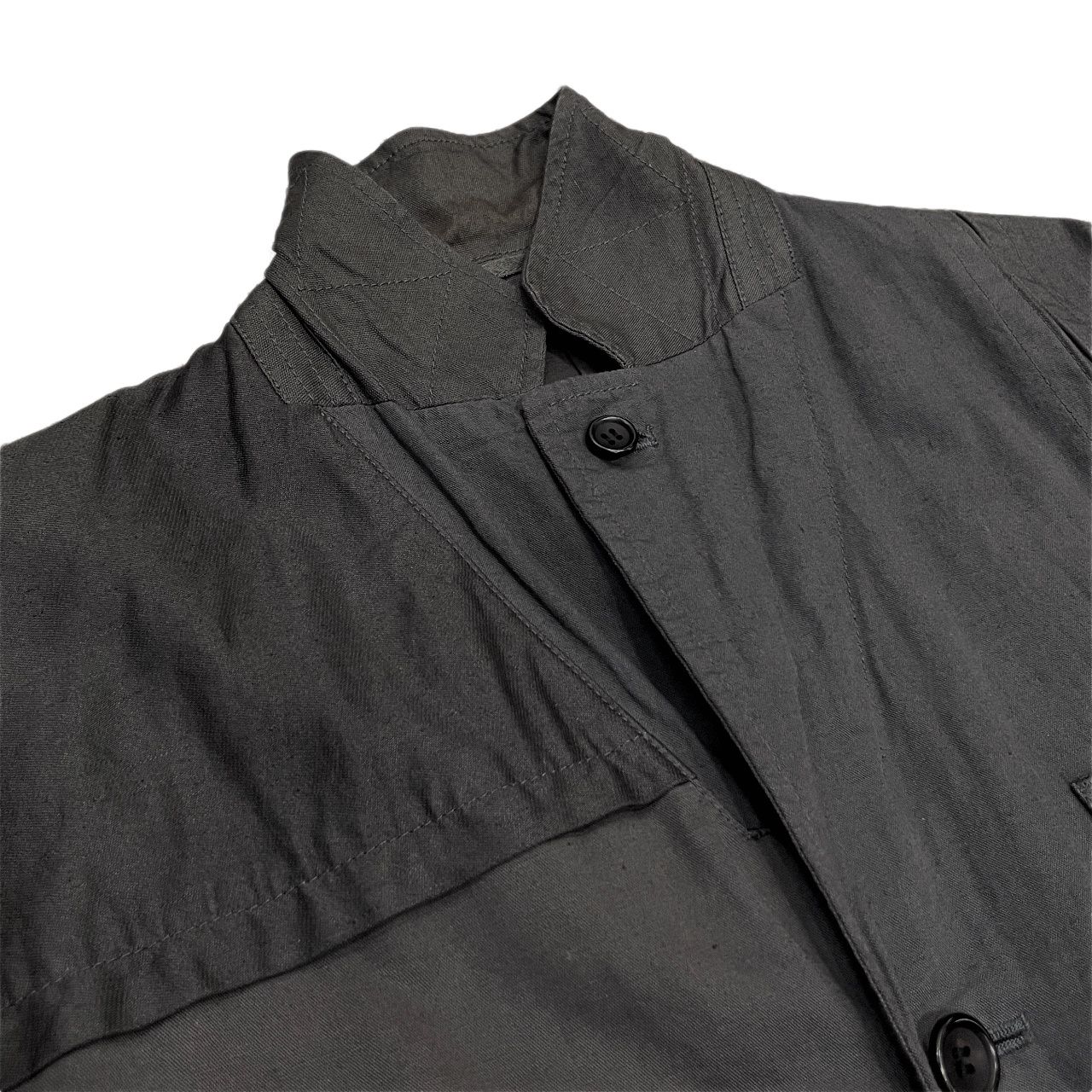 希少　コムデギャルソン オム　ランダム切替製品染めコットンリネンジャケット COMME des GARCONS HOMME 21SS コットンリネン製品染め切替パッチ