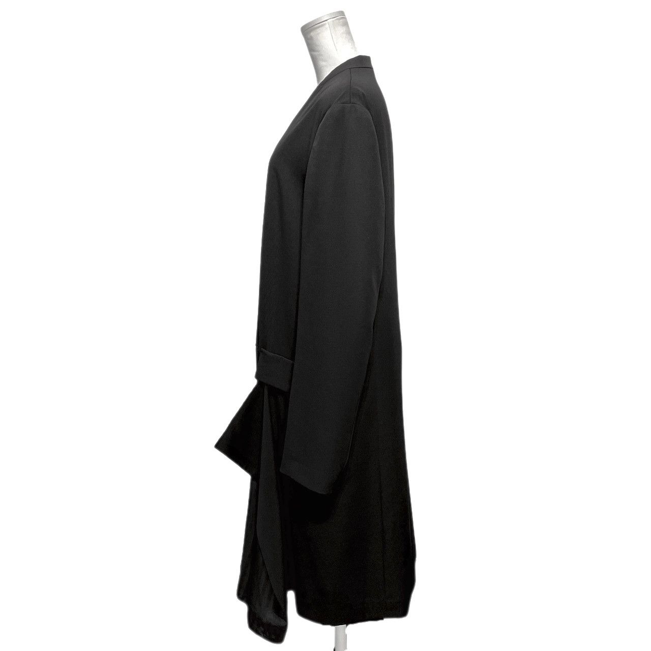 Y's 22AW ウールギャバジンフラシレイヤードノーカラーロング