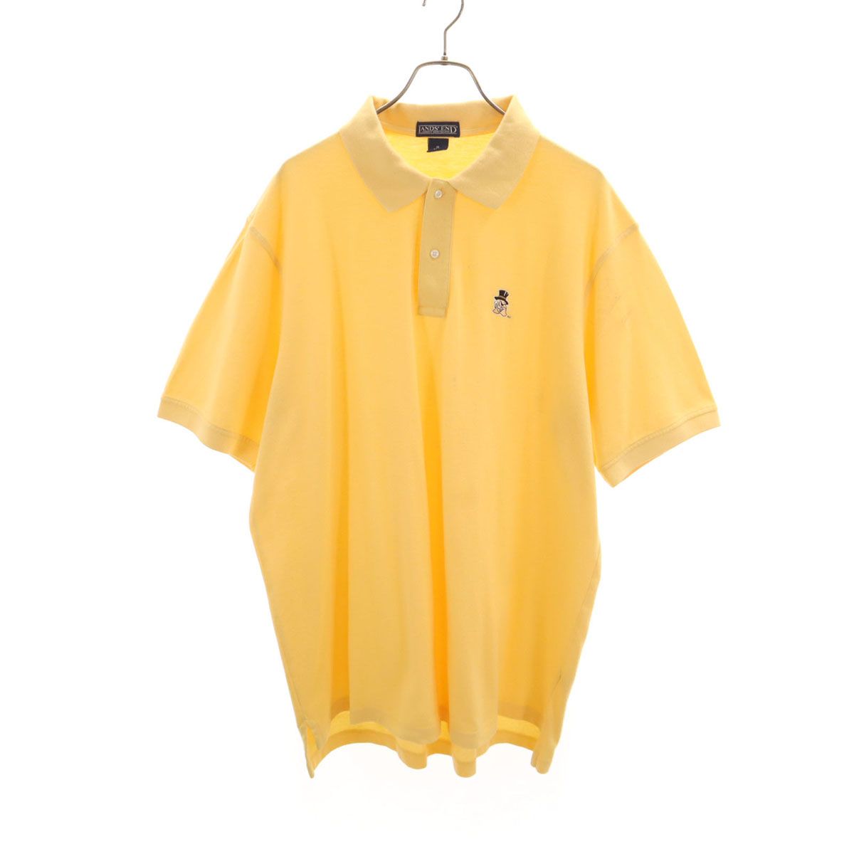 LANDS' END ランズエンド 半袖 ポロシャツ XL イエロー 鹿の子地