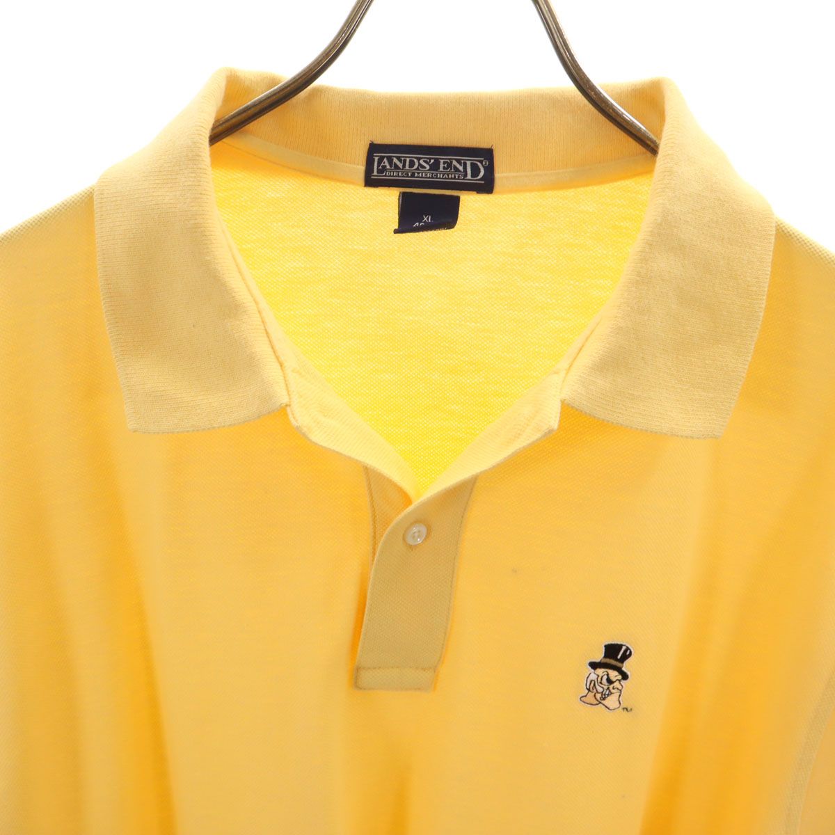 LANDS' END ランズエンド 半袖 ポロシャツ XL イエロー 鹿の子地