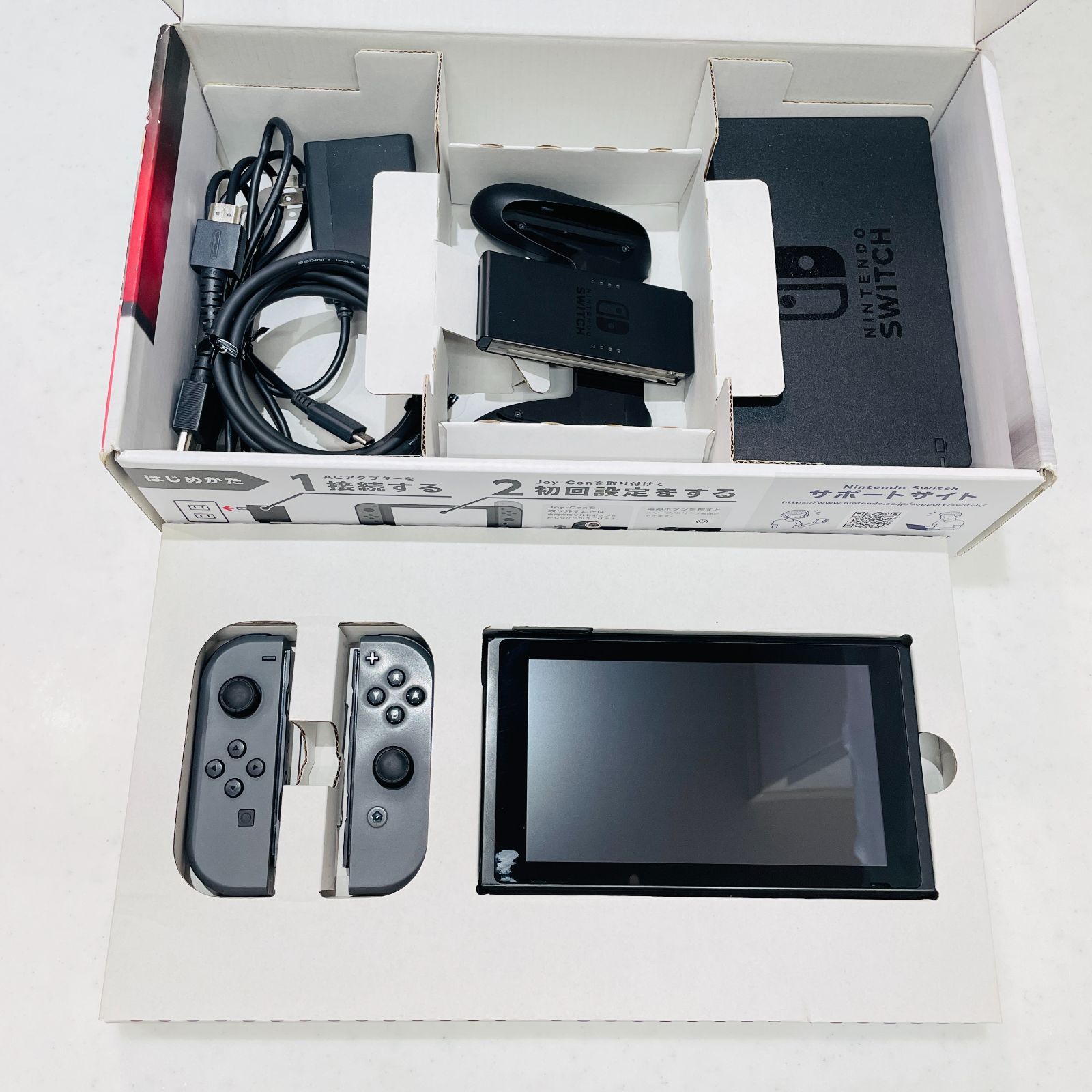 Nintendo Switch 本体 初期型V1 グレー ストラップ欠品 液晶綺麗 動作