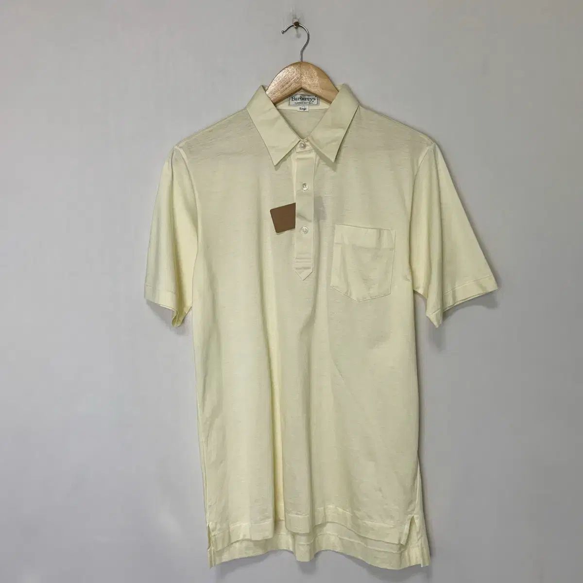バーバリー ヴィンテージ ベーシック ポロ ピケ 半袖 Tシャツ メンズ L レモン アイボリー