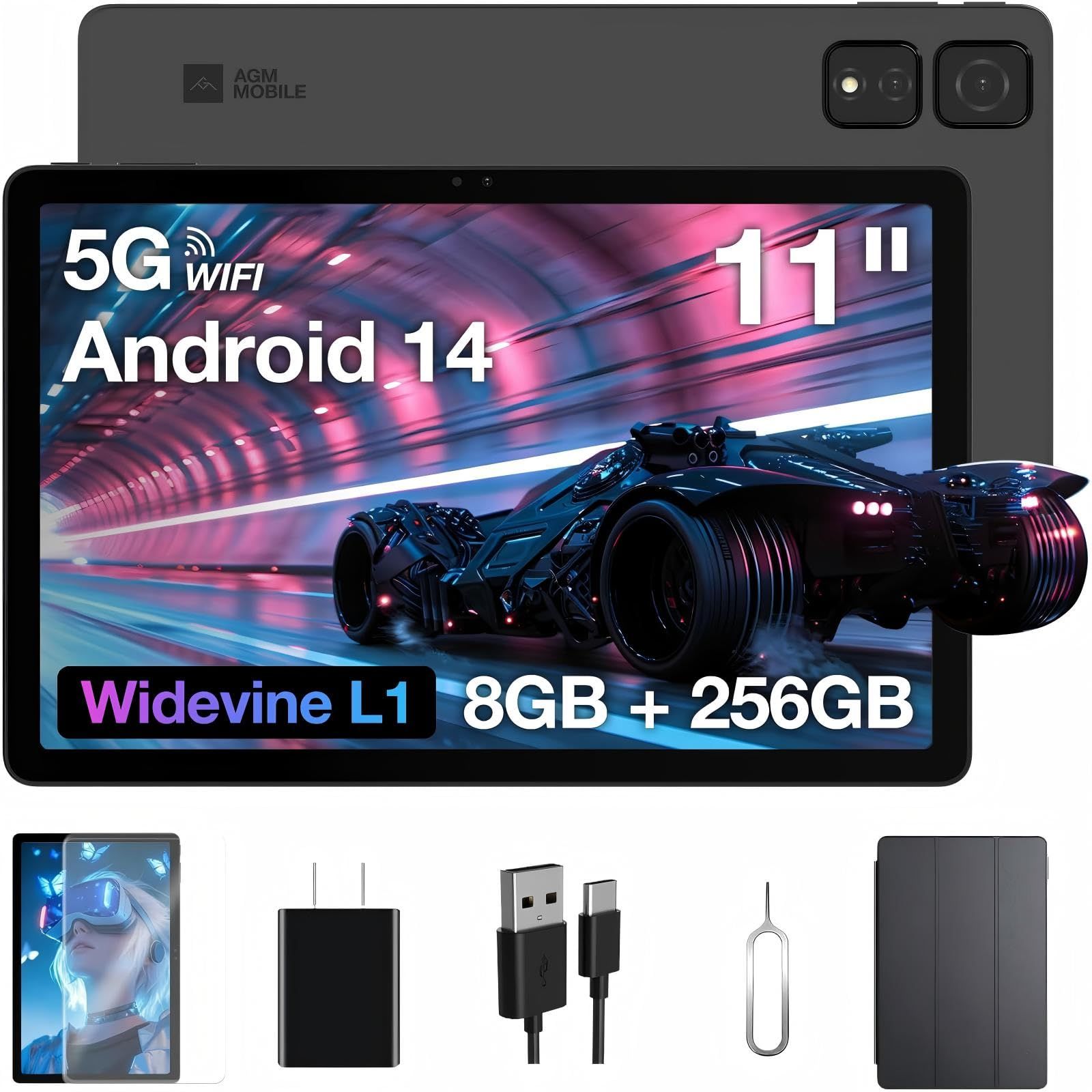 11インチ Wi-Fi タブレット｜8GB+256GB 大容量メモリ｜FHD 1920*1200 高輝度ディスプレイ｜オクタコアCPU｜7850mAh 超長時間駆動｜Widevine L1認証 (Netflix/YouTube HD対応)｜顔認証・分割画面・チ