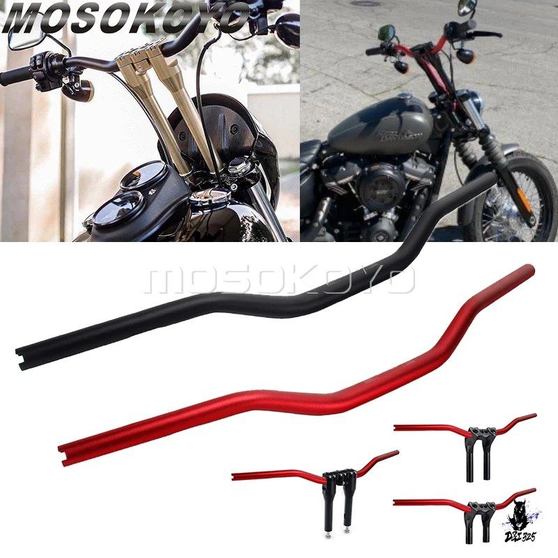 ハーレー Dyna/Street Bob 用 28mm ハンドルバー MXスタイル 1-1/8インチ テーパー
