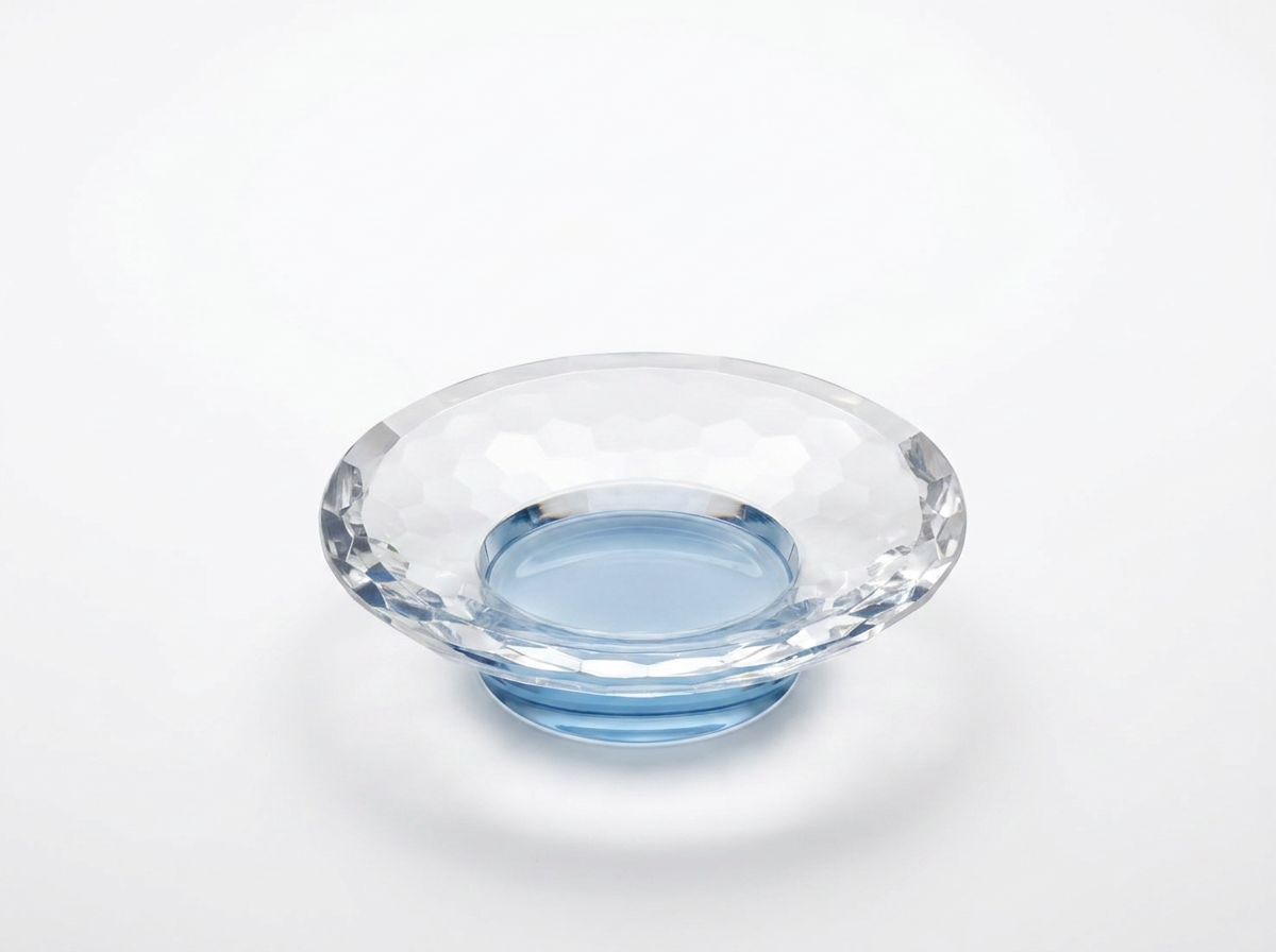【在庫処分】水晶仏具　供物台　大　ブルー(カット入)