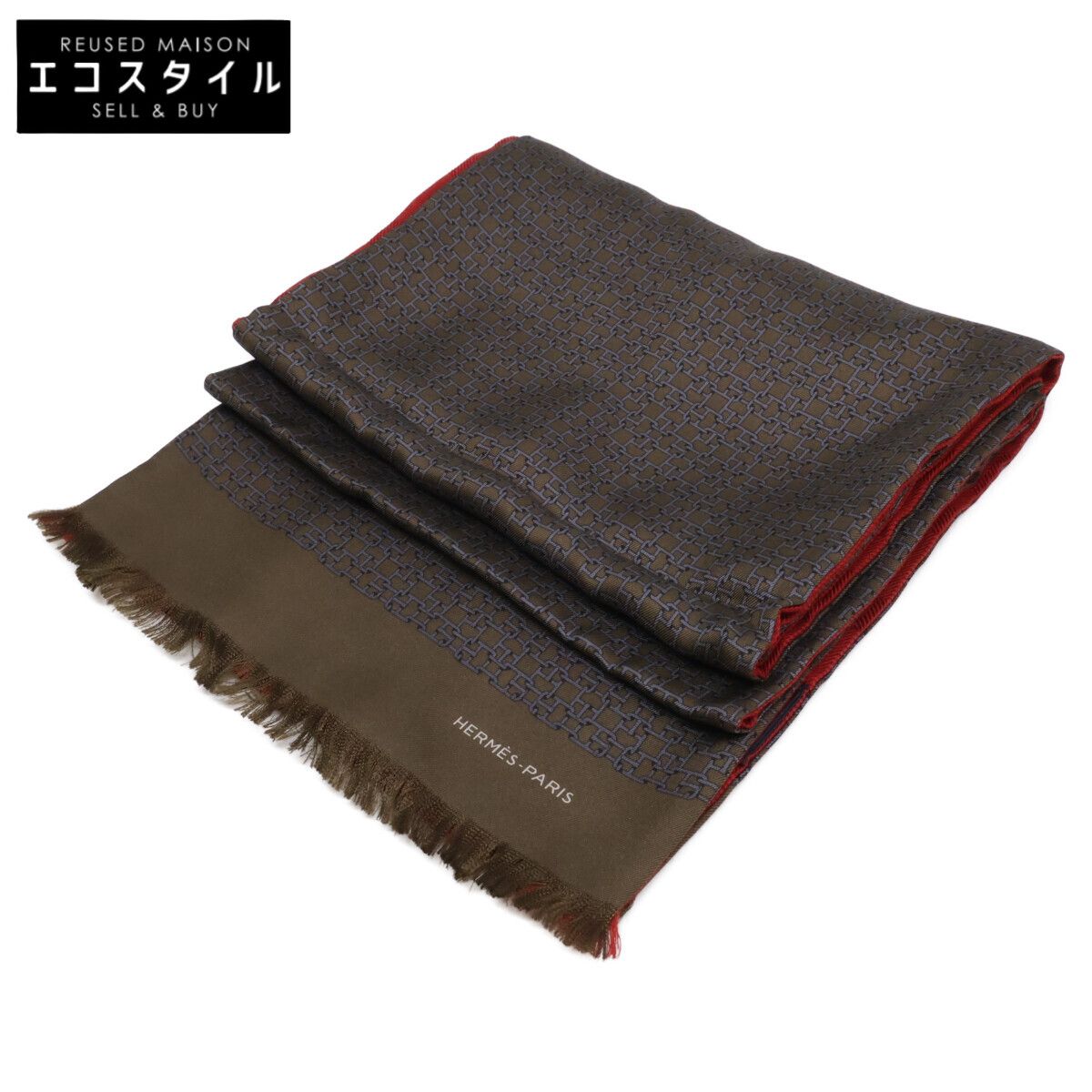 HERMES　エルメス　【美品】総柄 シルクｘウール ストール