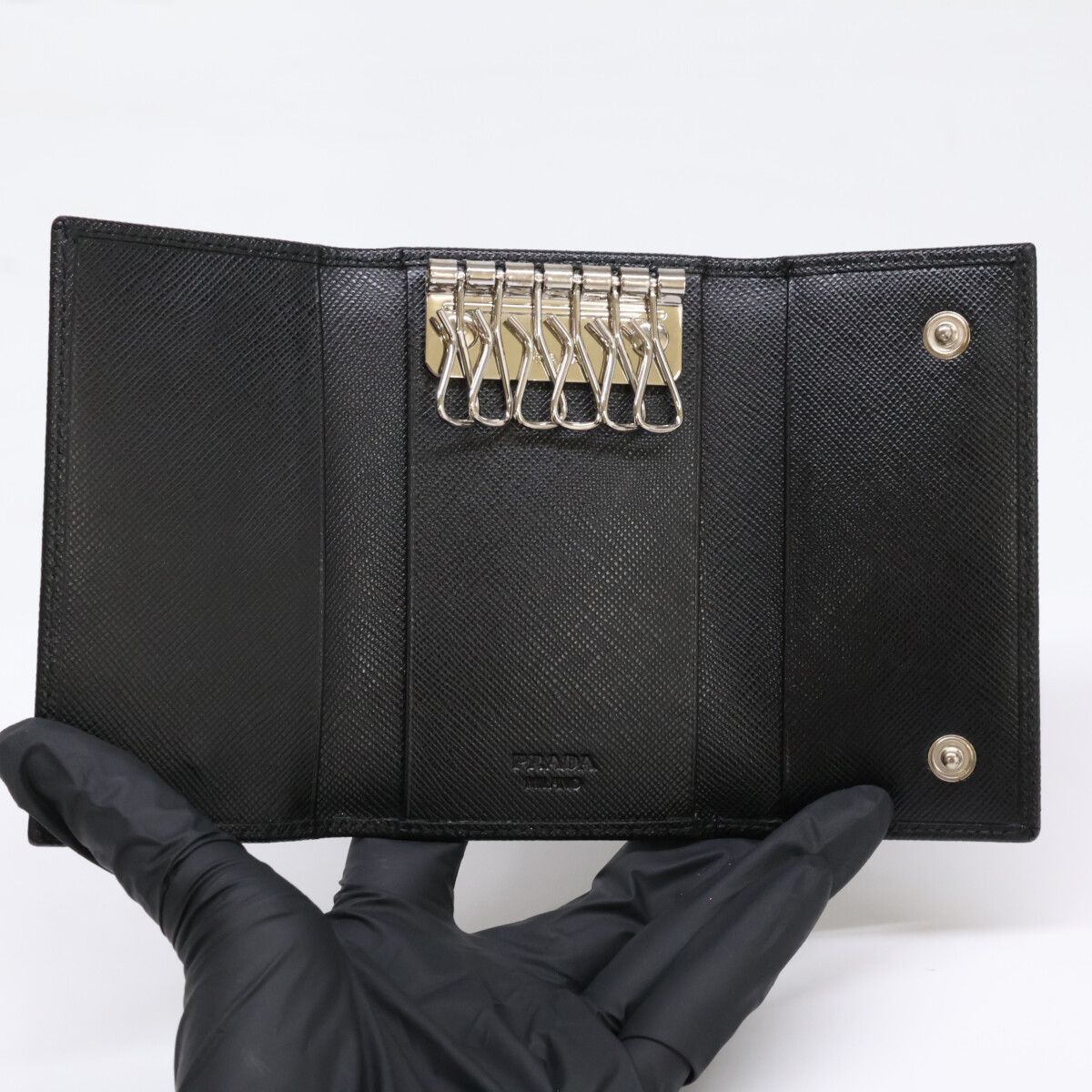 PRADA プラダ 【美品】トライアングルロゴ サフィアーノレザー 6連
