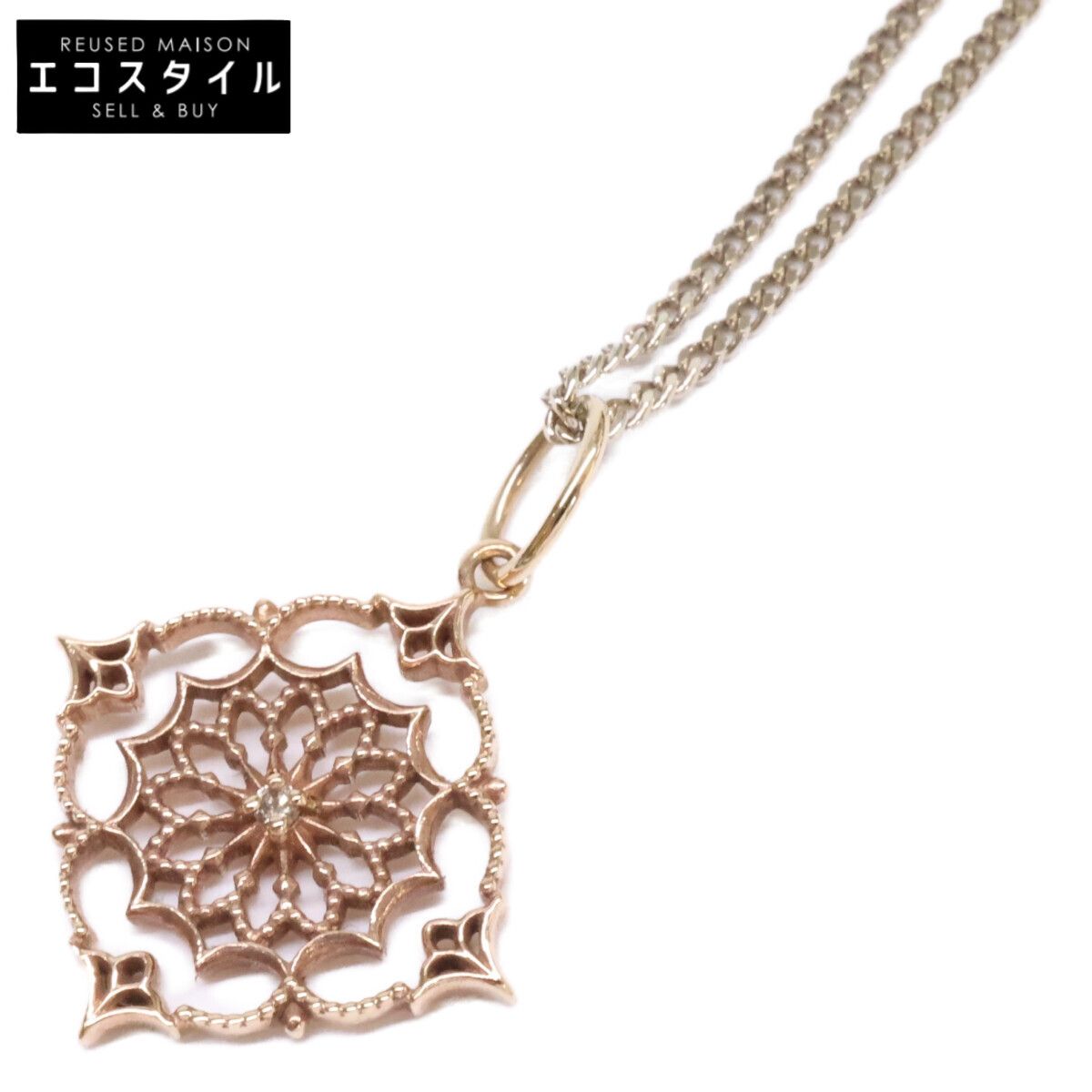agete アガット 【美品】10153117084-03-999 K10 ダイヤモンドチャーム・SILVER925 チェーン