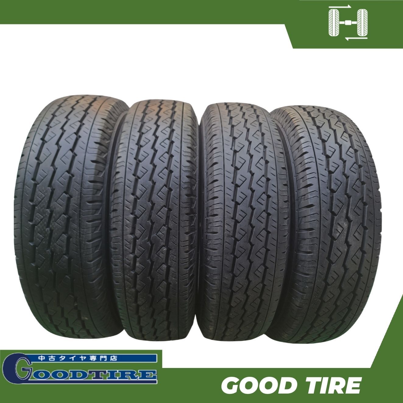 195/80R15 107/105LLT ブリヂストン V600 2022年 2025年製 4本 夏用 8分山 中古タイヤ タイヤ ハイエース キャラバン（7722）