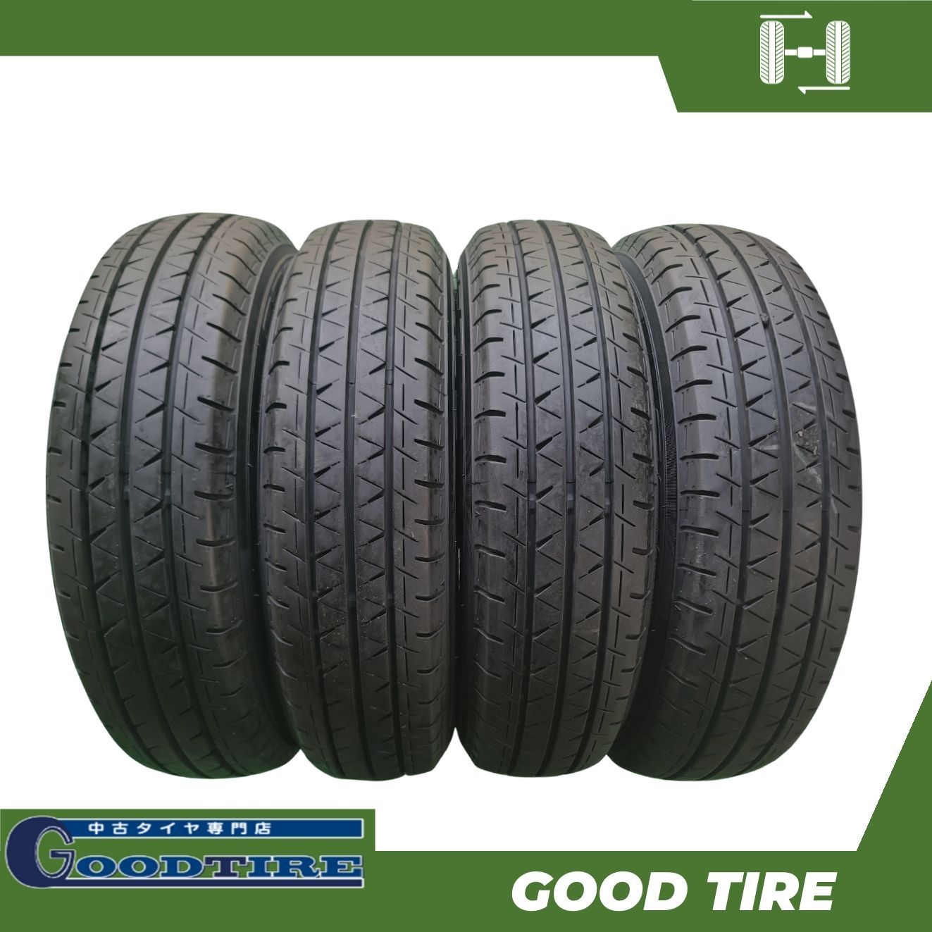 165/80R14 91/90NLT ヨコハマ BLUEARTH-VAN RY55 2025年製 4本 夏用 8分山 中古タイヤ タイヤ プロボックス ADバン サクシード（7729）
