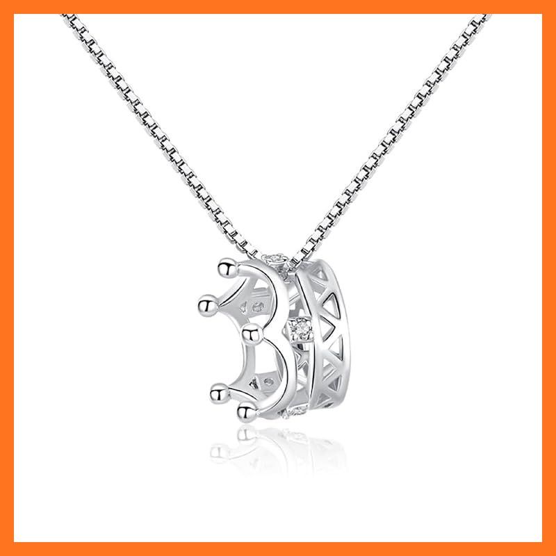 【新品】 [Bellitia Jewelry] 王冠 ネックレス 彼女 プレゼント 純銀製 可愛い アクセサリー クラウン ダイヤモンドCZ ペンダント シンプル シルバー925 ジュエリー