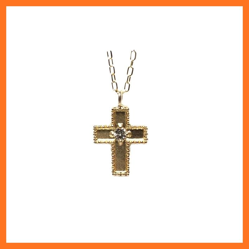 【新品】 [キャンディ] K10YG シングルクロスダイヤネックレス 0.02ct