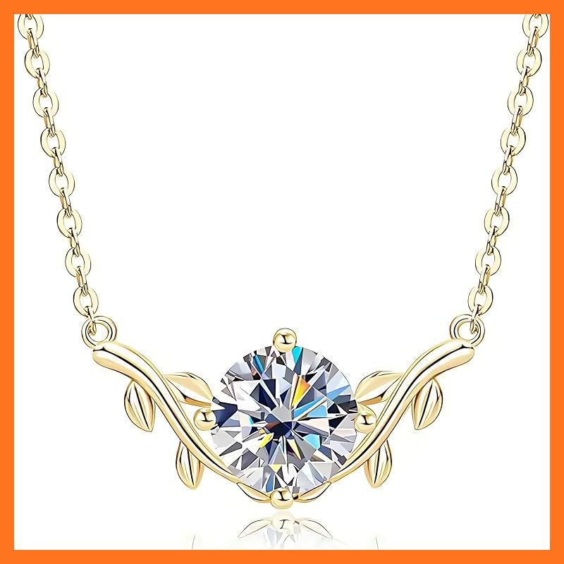 【新品】 [ICEVIA] モアサナイト ネックレス レディース 一粒ダイヤ 大粒ダイヤ 2カラット Dカラー VVS1 人工ダイヤモンド アクセサリー 人気記念日 プレゼント ギフト 女性 普段使い パーティー おしゃれ かわいい（ゴールド）