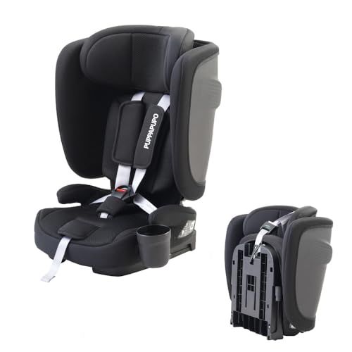 プッパプーポ 折りたたみ チャイルドシート R129 i-Size ISOFIX コンパクト ジュニアシート (25ブラック)pms