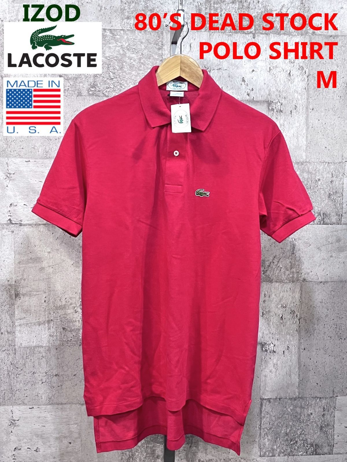 未使用 80'S USA製 IZOD LACOSTE カノコ ポロシャツ レッド M アイゾッド ラコステ ヴィンテージ