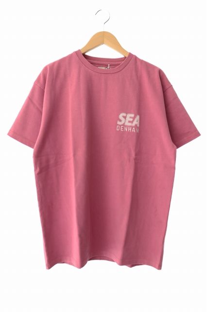ウィンダンシー WIND AND SEA ×DENHAM デンハム LINE HALFTONE SCISSORS SULFUR TEE ライン ハーフトーン シザース サルファー 半袖 Tシャツ M ピンク ブランド古着ベクトル 中古 260621