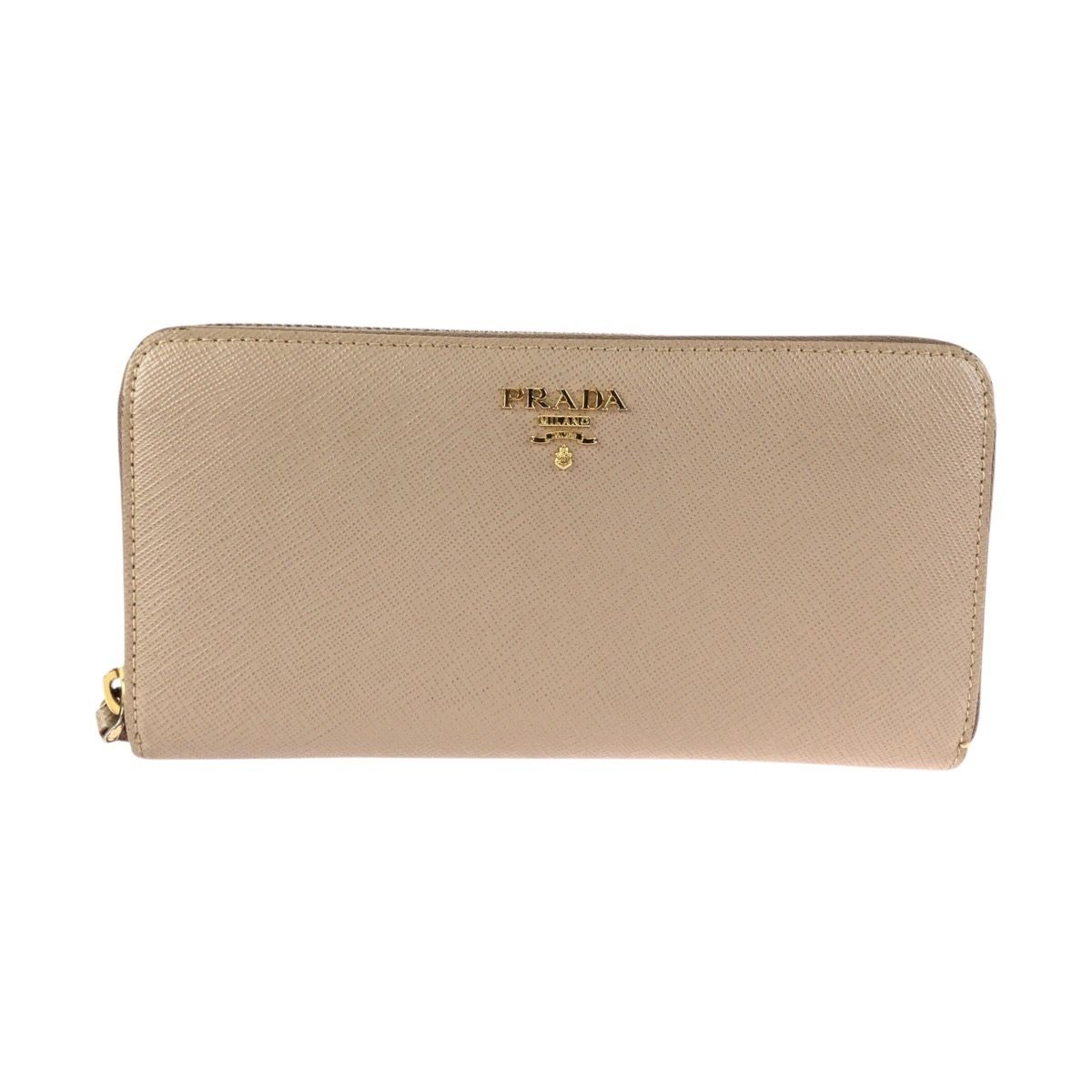 美品 PRADA プラダ サフィアーノ ベージュ ゴールド金具 レザー 長財布