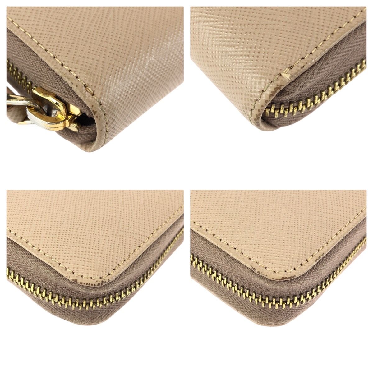 美品 PRADA プラダ サフィアーノ ベージュ ゴールド金具 レザー 長財布 